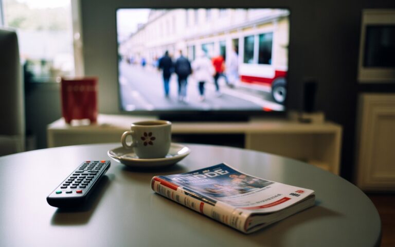 Salon, télécommande, café, programme télé.