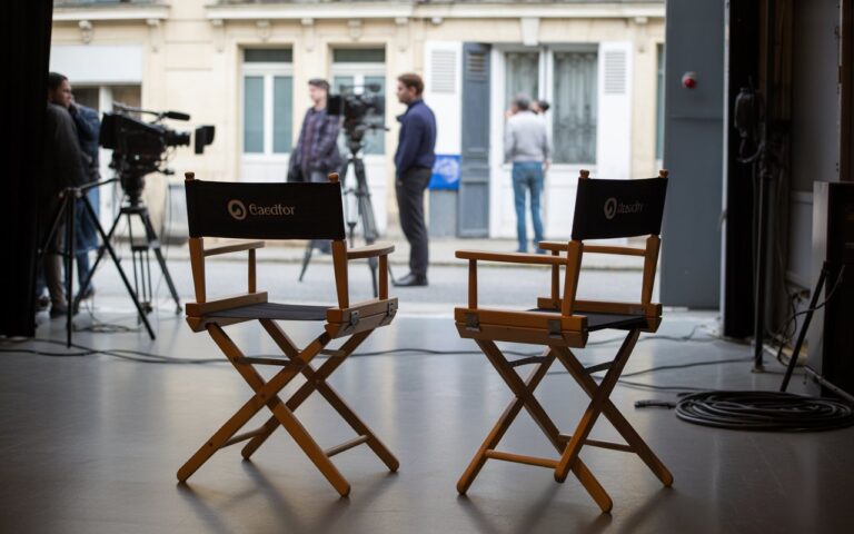Deux chaises de réalisateur sur plateau télé