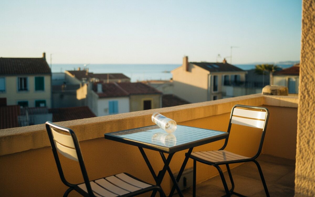 Toit-terrasse à Sète, verre renversé