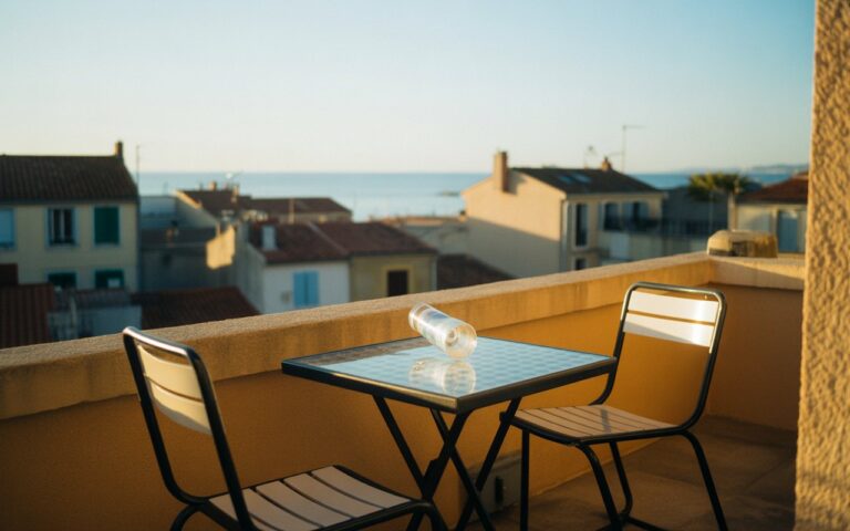 Toit-terrasse à Sète, verre renversé