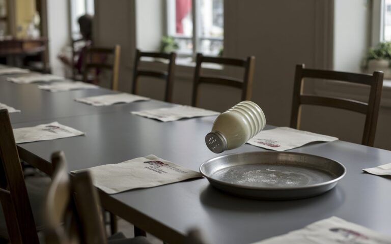 Table école cuisine, salière renversée