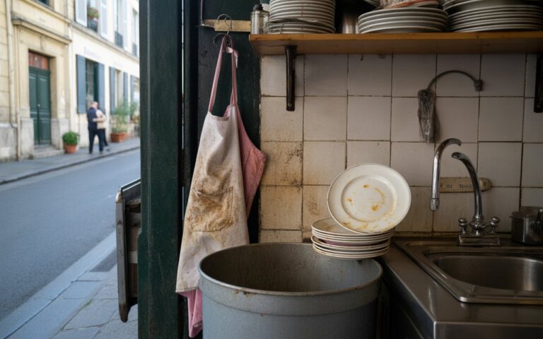 Cuisine de bistrot, assiettes sales.