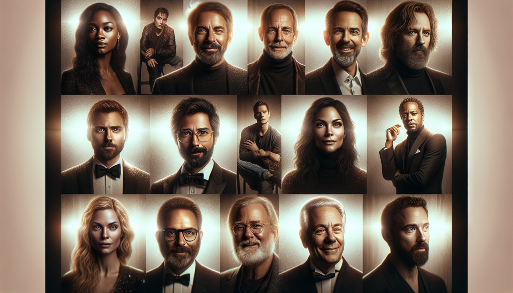 Acteur en B, variété d'acteurs hommes et femmes, poses naturelles, charisme et personnalité mis en avant, texture cinématographique en arrière-plan, éclairage de studio photo haut de gamme, détails nets et précis, couleurs vives et naturelles, bords précis et fondus.