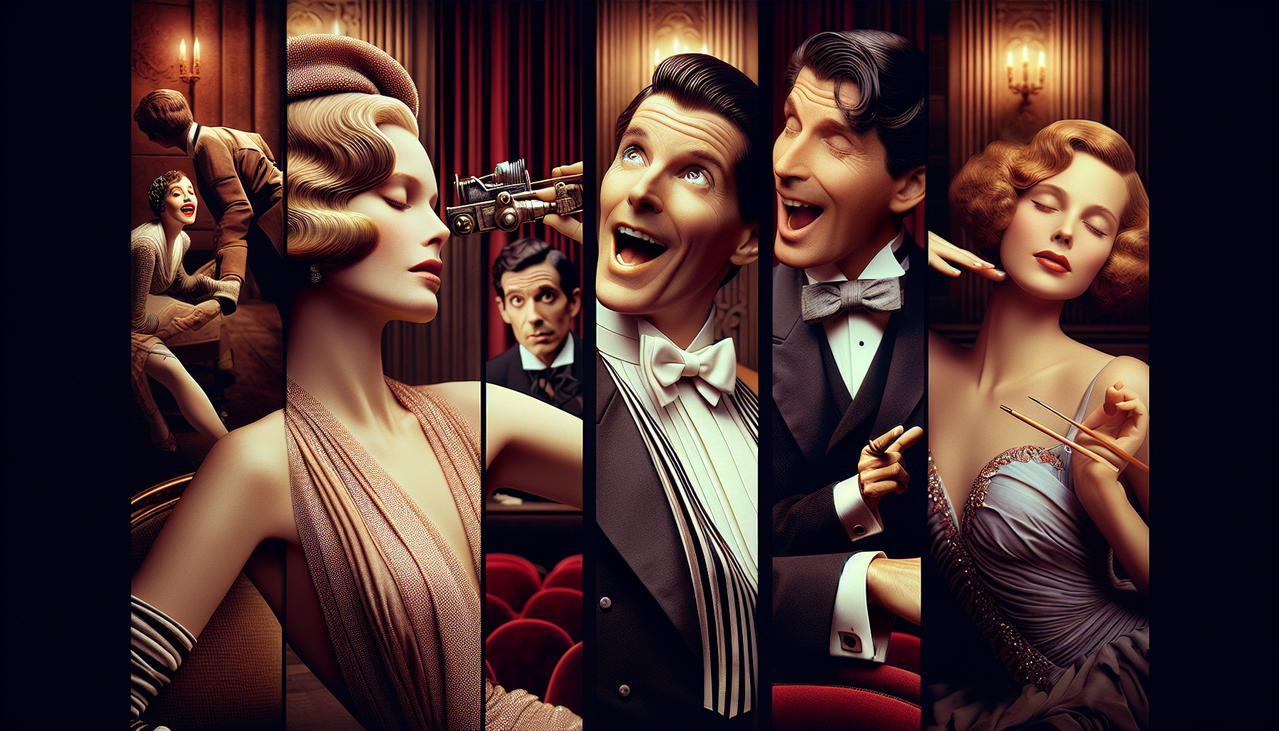 Acteur en L dans un théâtre vintage.