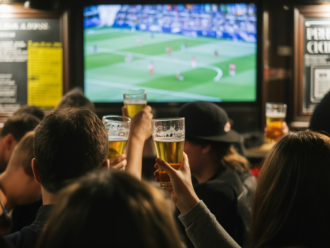 Un match de foot regardé dans un bar