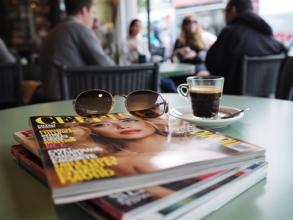 Des magazines people sur une table de café