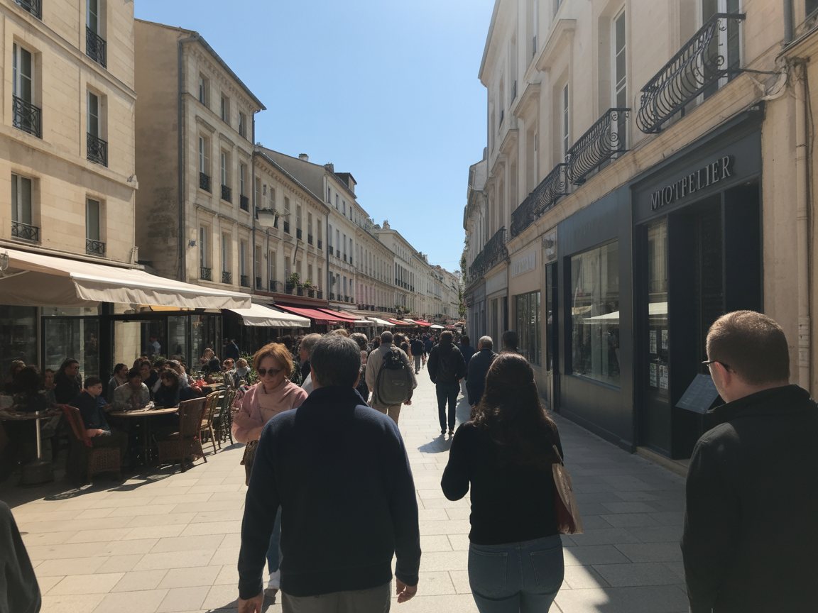 Une rue piétonne du centre ancien de Montpellier