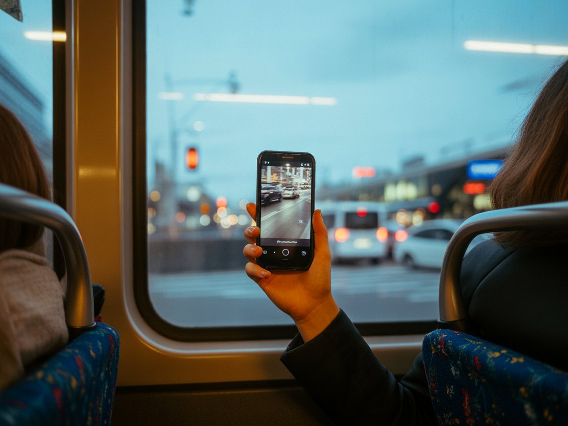 Un épisode regardé en replay sur un téléphone dans le bus