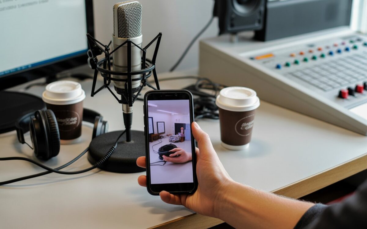 Studio radio, micro et casques