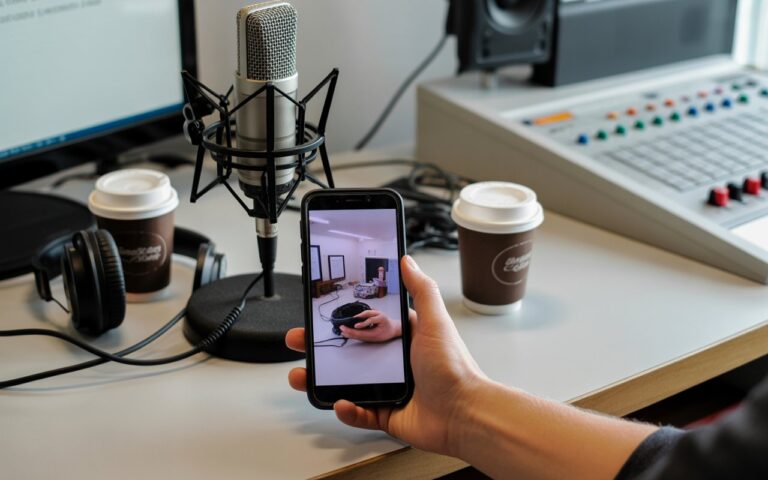 Studio radio, micro et casques